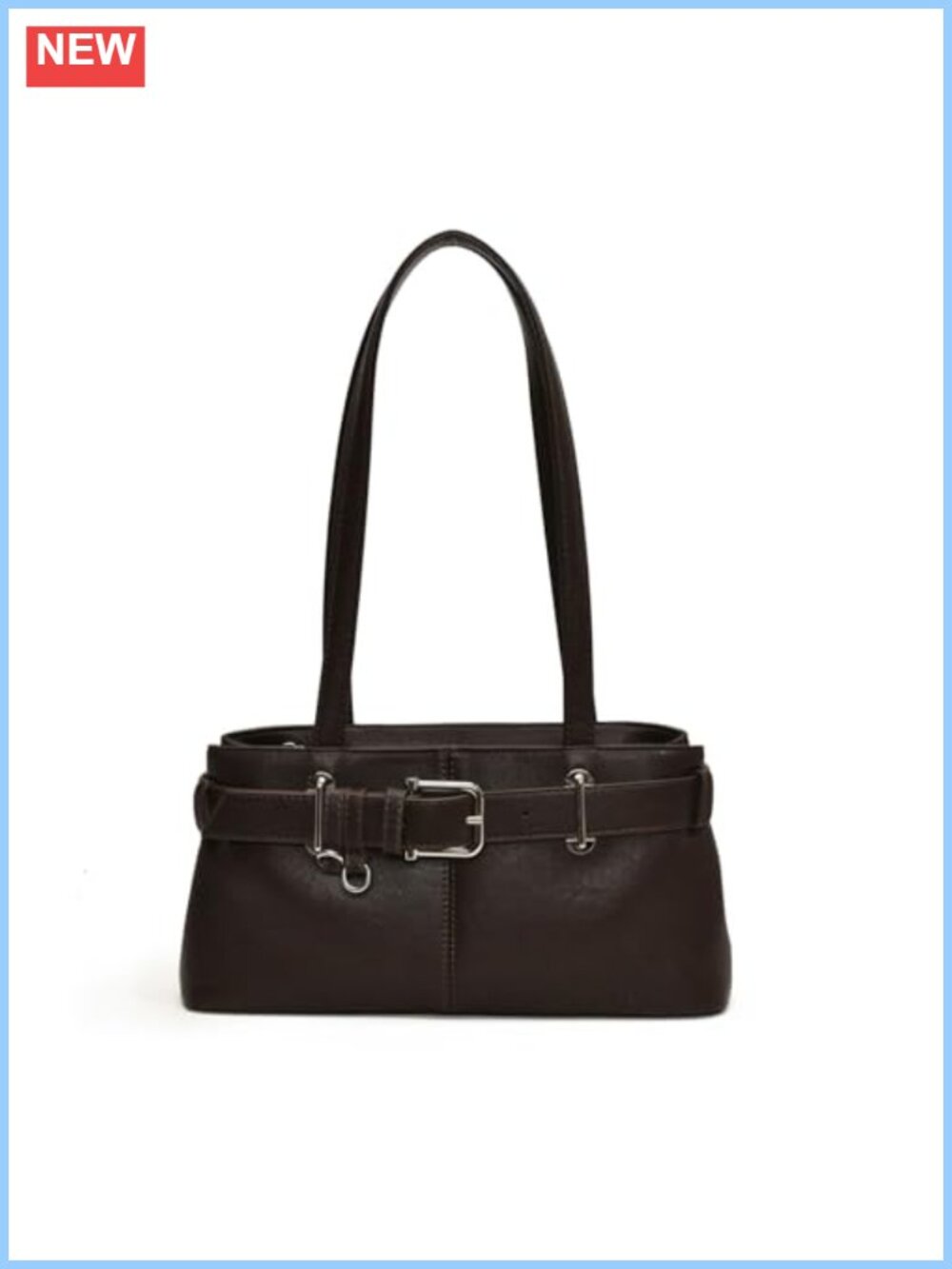 Y2K Hobo Shoulder Bag PU Leather Belt Buckle Underarm Satchel Handbag